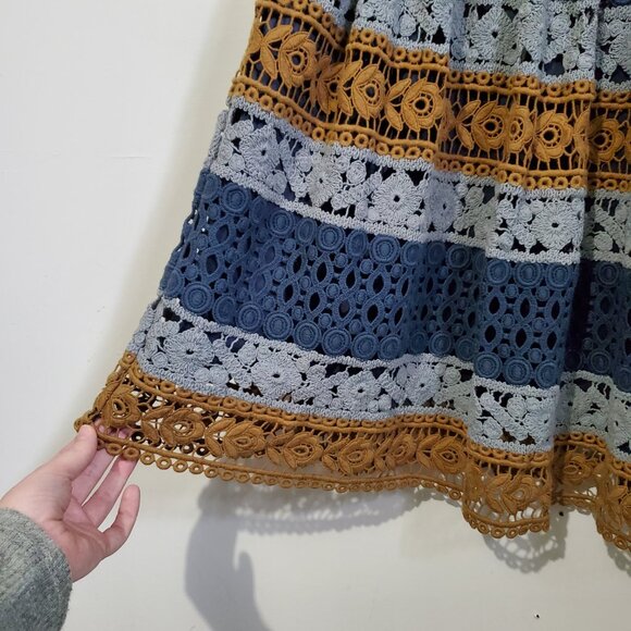 MAEVE Women's 12 NWT Crochet Striped Sleeveless Fit & Flare Knee Length Dress - Picture 5 of 14